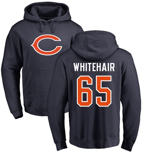 Chicago Bears Men Navy Blue Cody Whitehair Name and Number Logo NFL Football #65 Pullover Hoodie Sweatshirts->nfl t-shirts->Sports Accessory
